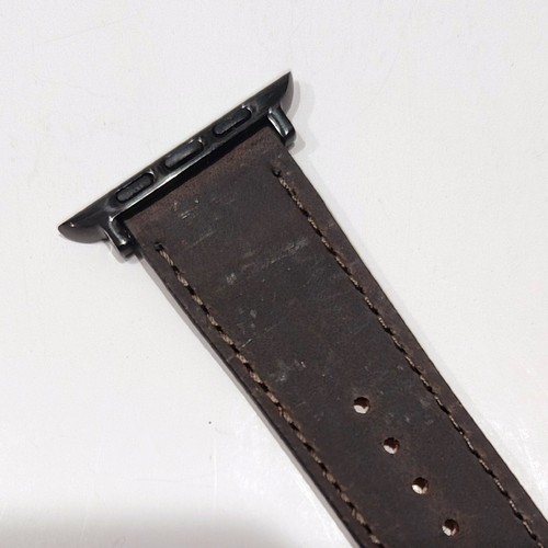 Leather 42/44 mm Watchband fits Apple Watch Dark Brown Watch Band, Black Buckle - Zdjęcie 5 z 5