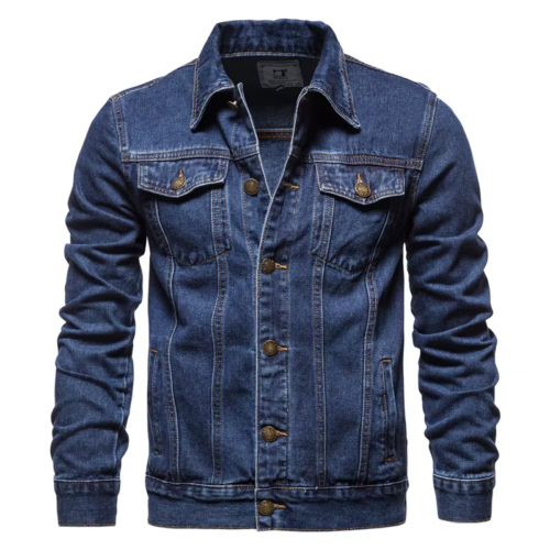 2024 Autumn Men Solid Denim Jackets Fashion Motorcycle Vintage Jeans Jackets Hom - Picture 7 of 15