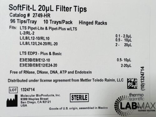 Thermo / Rainin 20ul 2749-HR SoftFit-L LTS Pipette Tips 10 Racks (Qty 960) - Picture 2 of 4