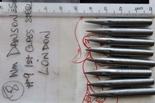 8 VINTAGE OLD/NEW-Wm DAWSON SONS-1ST CLASS 9 LONDON PEN NIBS DRAW CALLIGRAPHY