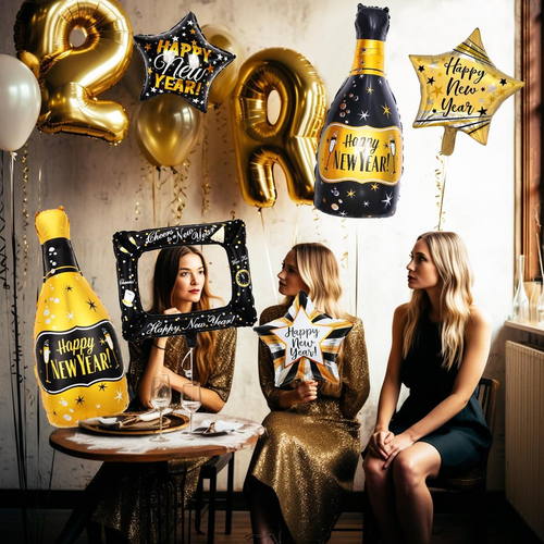 Silvester Deko 2025 XXL, 6 Stück Silvester Folienballon, Happy New Year Deko Bal - Bild 6 von 7