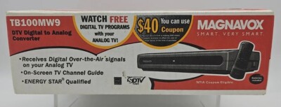 Magnavox DTV Digital To Analog TV Converter TB100MW9 New In Box With Remote NIB