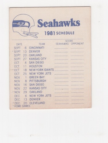 1981 FLEER TEAM ACTION STICKER SEATTLE SEAHAWKS HELMET - Picture 2 of 2