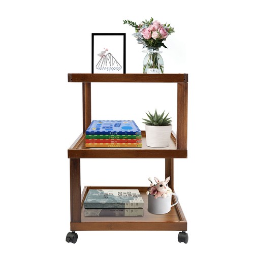 End Table 3-Tier Wood Nightstand End Table for Small Spaces with Open Storage - Picture 4 of 19