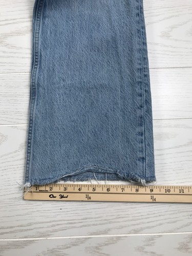 Zara Flare Jeans Womens 0 Faded Blue High Rise Frayed Distressed Cotton - Picture 7 of 9