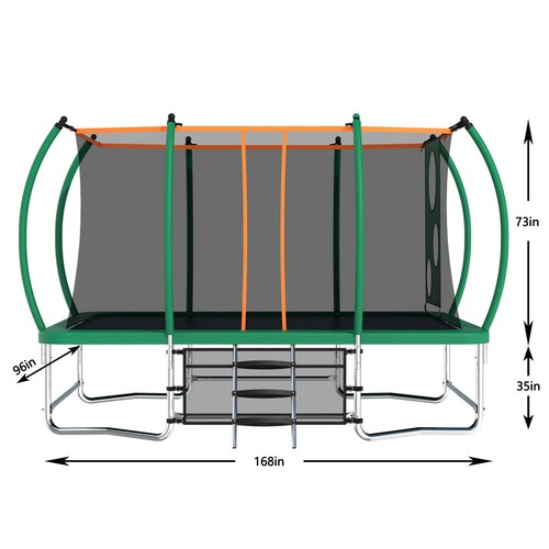 8x14 Outdoor Family Tumbling Trampoline - Rectangular, Green, Kids/Adults. - Picture 8 of 20