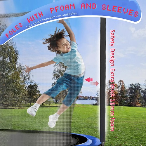 Trampoline with Basketball Hoop & Enclosure, 2000lbs 12FT 14FT 16FT Trampoline - Picture 24 of 28