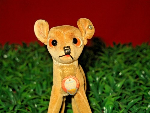 Steiff BAMBI Rehkitz Silberknopf mit langem "ff" + Schild, Stroh, alt/antik - Bild 2 von 12