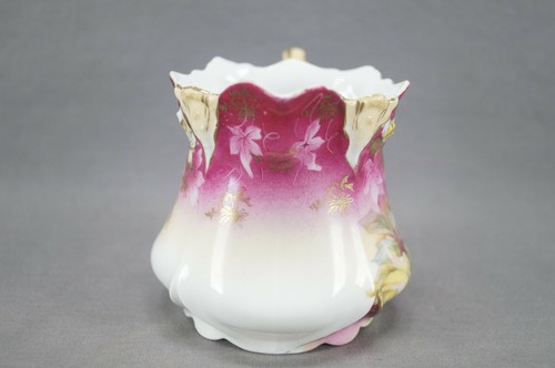 RS Prussia Mold 572 Art Nouveau Yellow Roses Pink & Gold Creamer Circa 1880-1910 - Picture 2 of 9