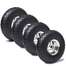 (4 Pack) AR-PRO 10" Heavy-Duty Replacement Tire and Wheel - 4.10/3.50-4" with10"