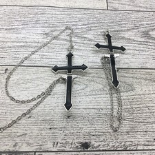 Silver-tone Earring Punk Cross Set Dangle Drop Hook New Free Ship 3904