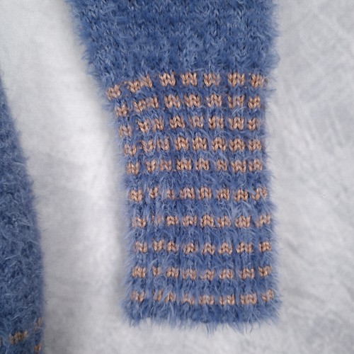 Elisa Cavaletti Sweater Womens Medium Blue Gold Shaggy 3D Art Graphic Italy - Picture 8 of 21