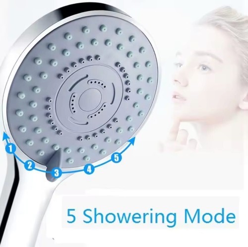 5 Modi Duschkopf Badewanne Hochdruck GROß Chrom Handset Köpfe Wassersparer - Bild 6 von 7