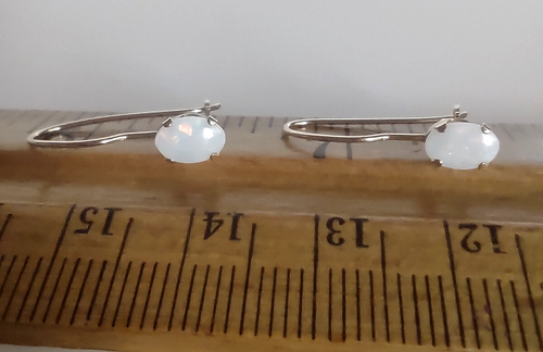 Vintage 14K Yellow Gold French Wire Opal Drop Earrings *.6 Grams - Picture 4 of 6