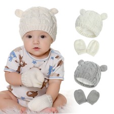 Baby Winter Hat  Mitten Set - Boys Girls Knit 0-18 Months by Soft Touch Gloves