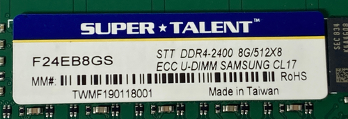 8GB Server Ram PC4-19200 DDR4 2400 DIMM Unbuffered 288Pin ECC F24EB8GS NEW - Picture 2 of 3