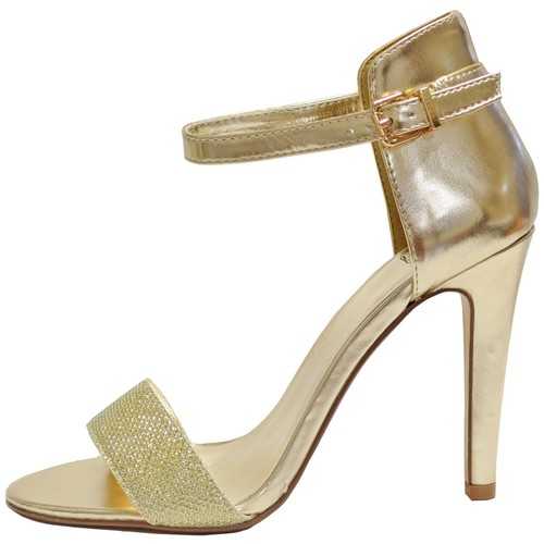 Neu Damenschuhe offene Zehenpartie Stilettos hoher Absatz elegant gold Mode formell Abschlussball  - Bild 2 von 10