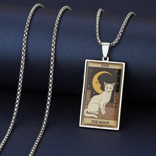 Tarot Necklace Cats Tarot Pendant Witchy Spiritual Jewelry Reiki Women Men Gift - Picture 2 of 10