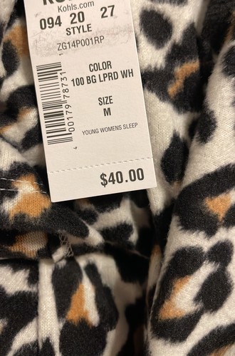 Animal Print Pajama Set 23” P2P 30” Stretch Waist Jogger Bottoms Jr Med Orig $40 - Picture 8 of 8