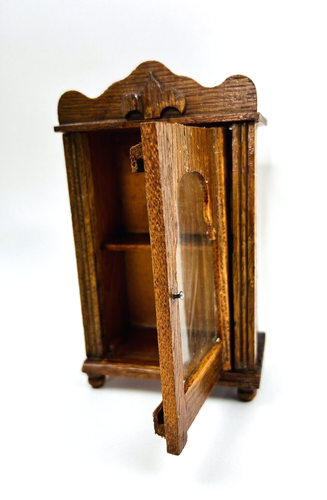 Dollhouse Miniature Furniture Oak Wardrobe Carved Handmade 7 5/8" H X 4 1/2" W - Picture 9 of 13