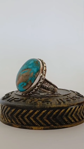 Big Native American Gent's Jewelry Turquoise Ring Sz11 S.Silver 925 Handmade 18g - Video 1 of 1