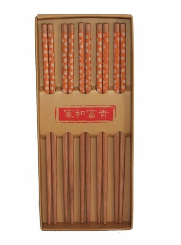 481 Chopsticks 5 Paar Essstäbchen Stäbchen Bambus Holz gelb wiederverwendbar - Bild 3 von 6