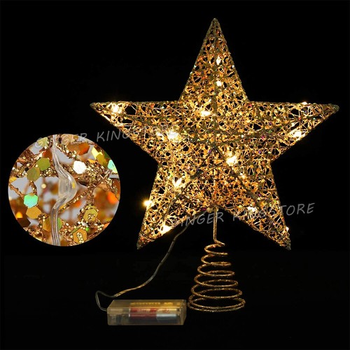 LED Tree Topper Star Christmas Decoration Top Xmas Star Light Up Glitter Gift AU - Picture 5 of 12