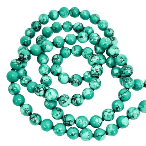 Groß Perlen Natürlich Türkis Halskette Mit Kalebasse Anhänger & Jade Quasten - Picture 8 of 10