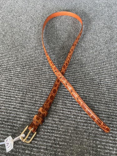 Cinturón Banana Republic para Hombre L Cuero Marrón Patrón Animal Hebilla Dorada - Imagen 2 de 11