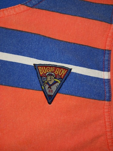 Vintage Bugle Boy T Shirt Tee - Boys / Youth Medium M Orange Stripe Vtg - Picture 5 of 17