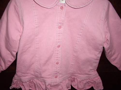 T28 EUC Girls Size 3 4 Boutique Hannah Kate Pink Denim Jacket Fleece Lined - Picture 2 of 4