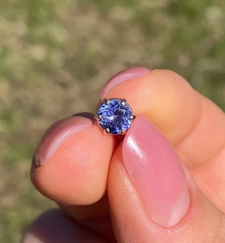 Collana con pietre preziose naturali in tanzanite, oro rosa 14 carati, 18 pollici, certificata - Foto 3 di 8