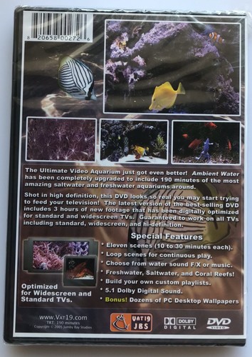 BRAND NEW SEALED Ambient Water: The Ultimate Video Aquarium DVD 3+ hours HD - Picture 2 of 2
