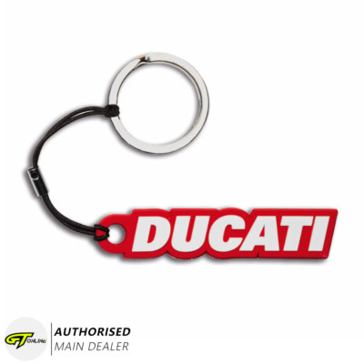 Ducati Lettering Logo Rubber Keyring Keychain Red 987703959 Genuine