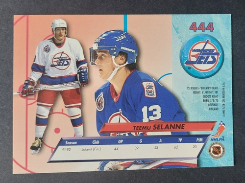 NHL Ice Hockey Card - Fleer Ultra 92/93 - #444 Teemu Selanne - Winnipeg Jets - Picture 2 of 2