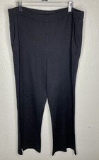ST. JOHN EVENING Dark Blue Santana Knit Wide Leg Pull On Lounge Dress Pants Sz 8