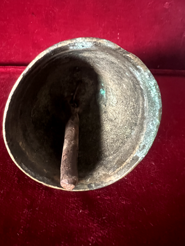 π΄ CAMPANELLO campanella campana metallo bronzo a mano da altare h 9 cm vintage - Picture 7 of 12