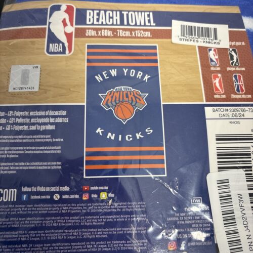 New York Knicks Wincraft NBA 30 x 60 Fiber Beach Towel NEW - Picture 2 of 5