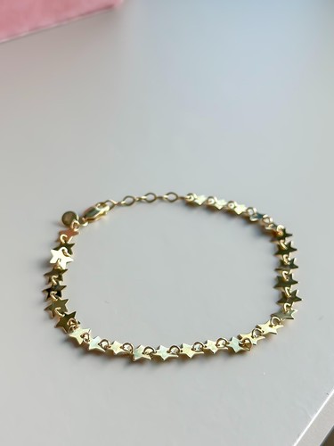 14K massives Gold gelber Stern Büroklammer Gliederarmband 5mm 6" bis 7" mit Verlängerung - Bild 3 von 7