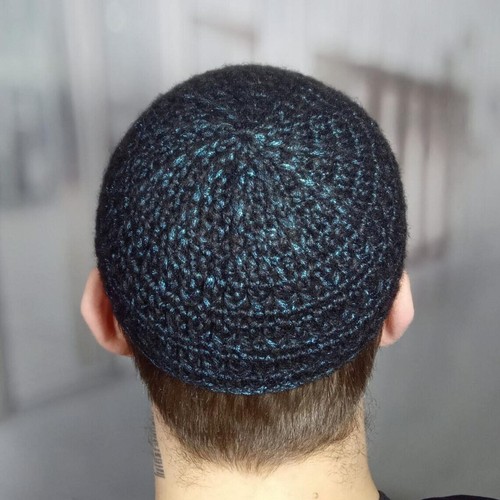 Kippah for celebration Large kippot wool Knit yarmulke Jewish aesthetics - Picture 5 of 15