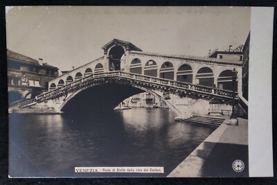 Venice Italy RPPC Postcard Early 1900s Rare Rialto Bridge Carbon Bank 
