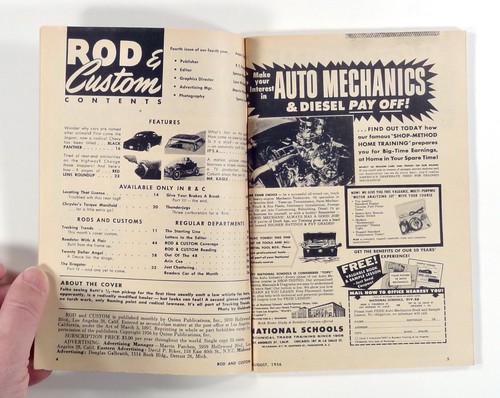 1956 Aug ROD & CUSTOM midcentury HOT RODS custom bus TRUCK TRENDS body work MORE - Picture 4 of 7