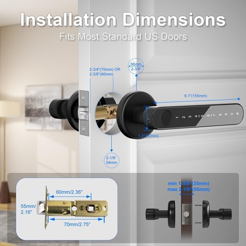 Door Knob,Fingerprint Door Lock,Door Locks for Bedrooms,Smart Door Knob,Fingerpr - Picture 5 of 8