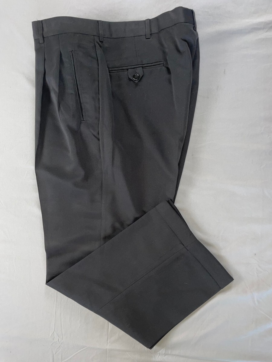 Haggar Black Label Pleated Washable Microfiber Dress Pants, Slacks