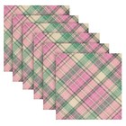 Pink Green Plaid Cloth Napkins Set of 6 Reusable Washable Oversized Table Nap...