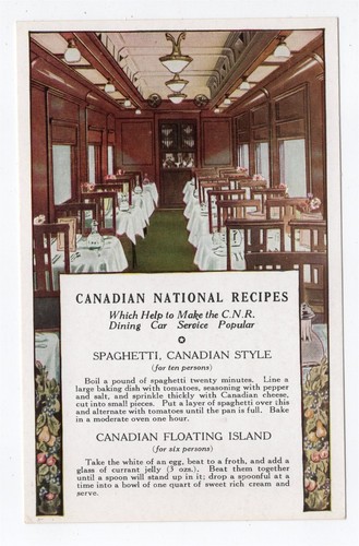 CANADIAN NATIONAL RAILWAYS RECIPE CARD CANADA - 第 1/2 張圖片