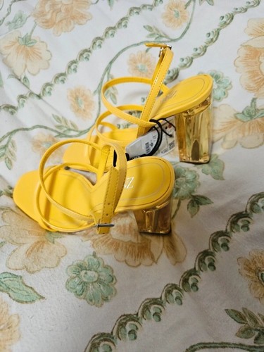Zara Sandale Heels 37 gelb - Afbeelding 1 van 3