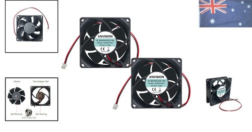2-Pack 80mm x 25mm DC 24V Brushless Cooling Fan, Dual Ball Bearing, 2-pin - Picture 2 of 9