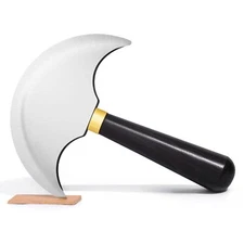 Leather Knife with Ebony Wooden Handle Round Leather Knife Sharp Leather Cutt...