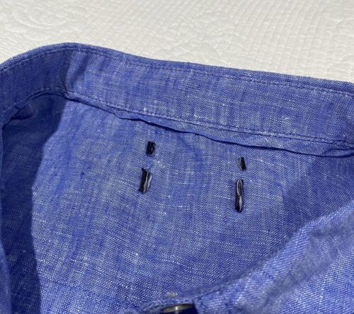 JNY Jones New York Damen Leinen Button Down Hemd Gr. Medium Blau Roll-Tab - Bild 2 von 11